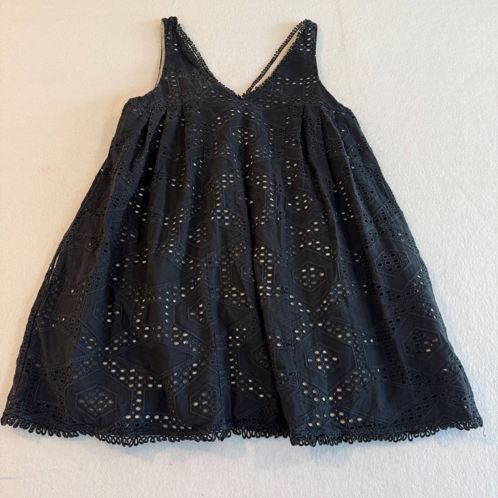 Maeve Eyelet Babydoll Mini Dress Women‎ Medium Black